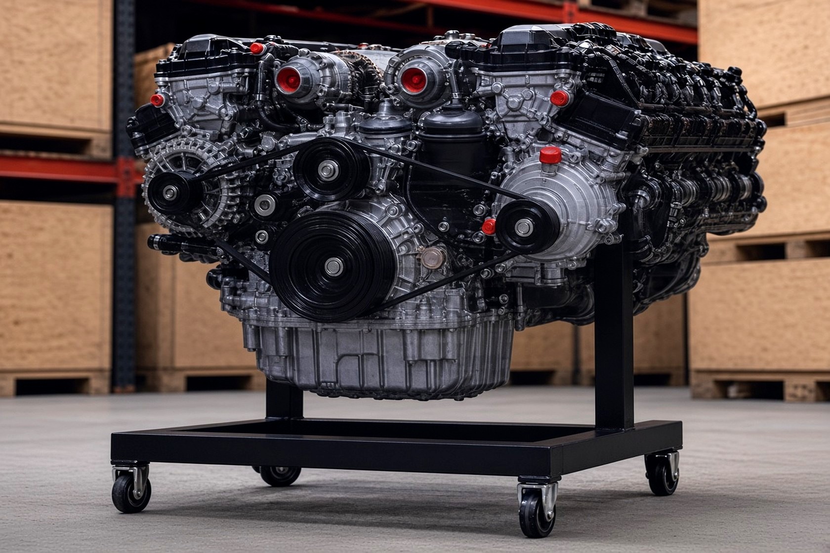 Engine prepared on a pallet
