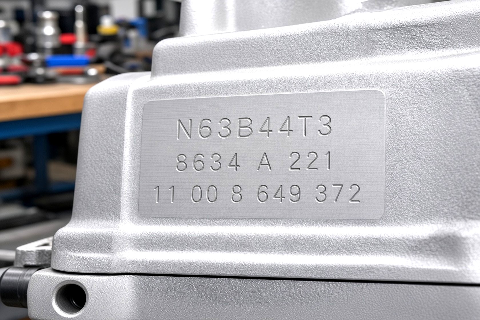 Engine stamp close-up